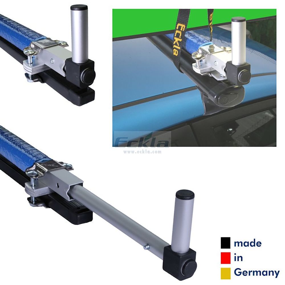 Eckla Roofrack Kayak Load Assist System Square Bar Profile attached to roof rack
