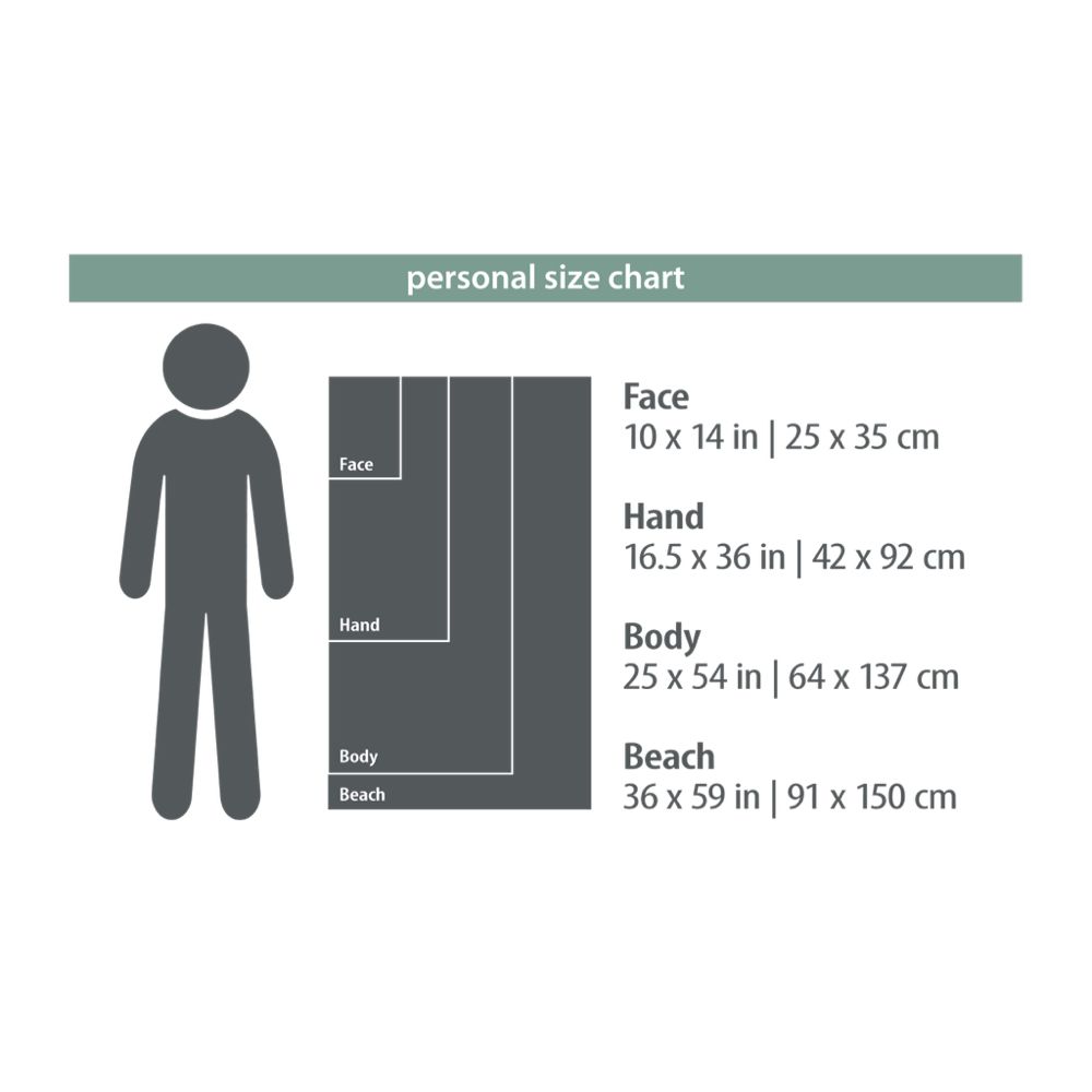 PackTowl Personal microfiber camp and travel towel dimensions