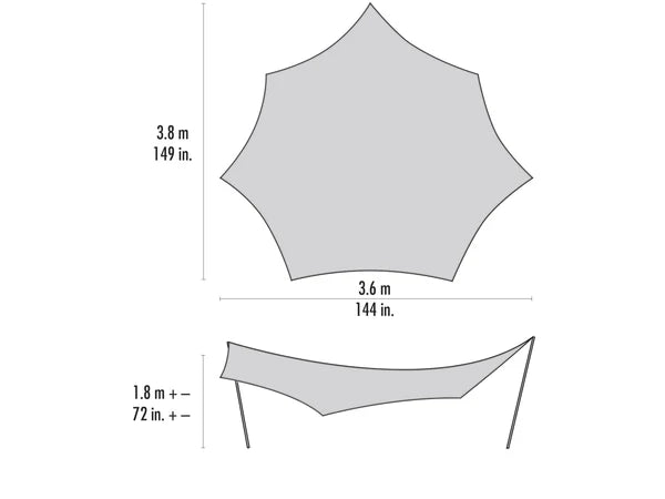 Diagram showing MSR rendezvous sun sheild dimensions