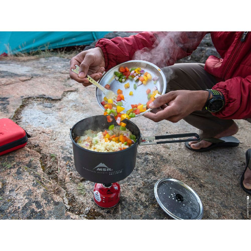 MSR Ceramic 2-Pot Set cooking on camping stove