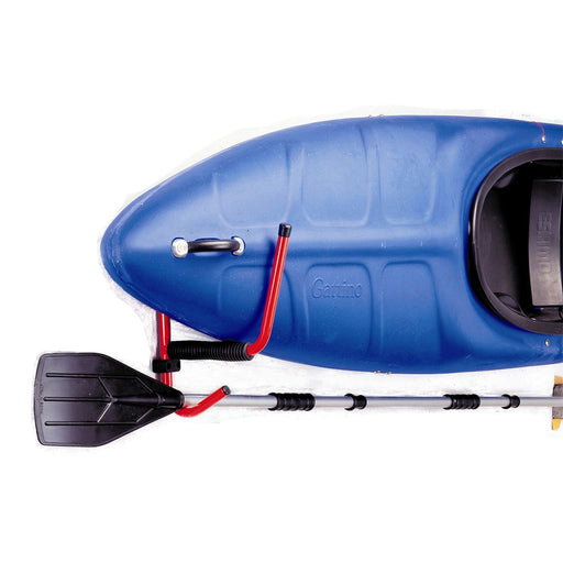Eckla Kayak Wall Storage Rack in action with Kayak