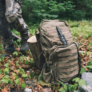 Gear Aid Kotu Tanto Survival Knife in sheath on backpack