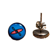 Kayaking Stud Earrings red on blue