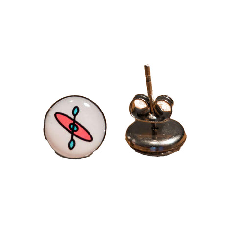 Kayaking Stud Earrings red on white