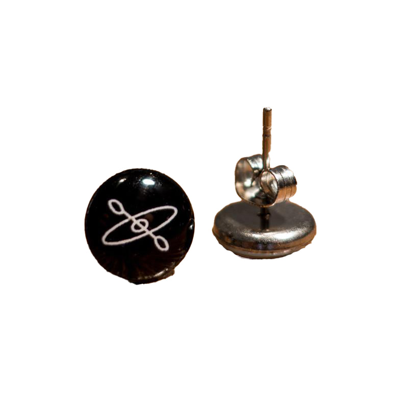 Kayaking Stud Earrings white on black