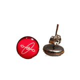 Kayaking Stud Earrings white on red