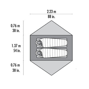 MSR Zoic 2 Backpacking Tent diagram floor space