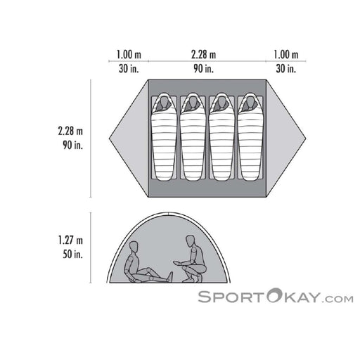 MSR Zoic 4 Backpacking Tent floor plan