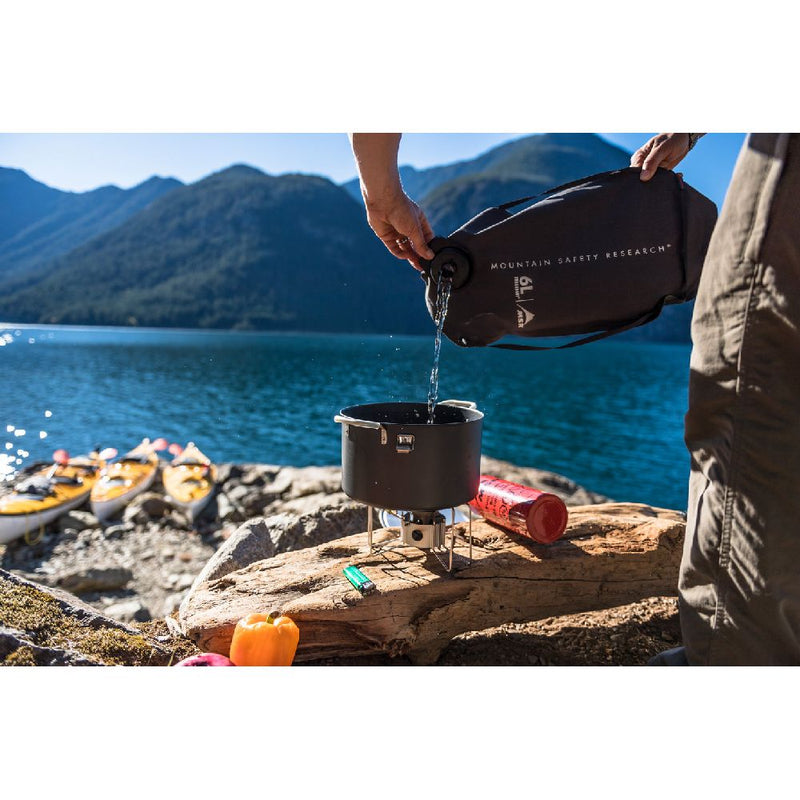 MSR 4L Dromedary Bag in use on camping stove