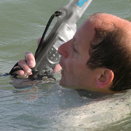 Aquapac VHF Classic Case Large in use during search and rescue